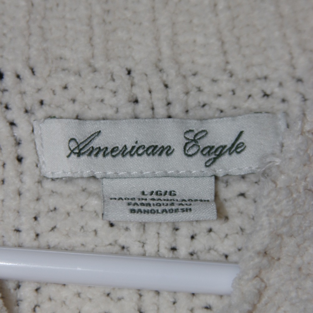 American Eagle Outfitters Sweater Womens L Cream Beige Mock Neck Ribbed - Picture 2 of 4